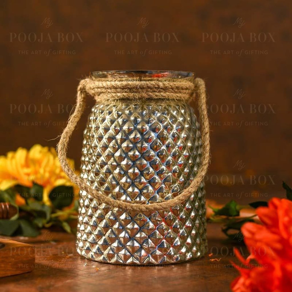 Silver Rope Jar Candle Holder
