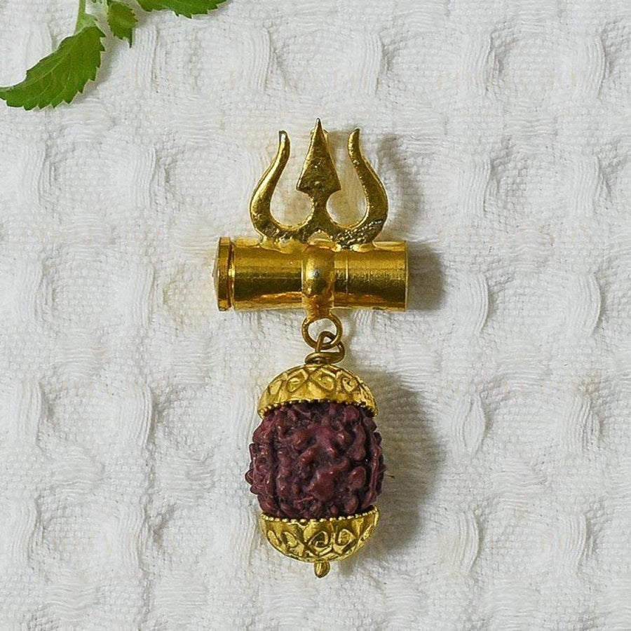 Spiritual Trishul Five Faces Rudraksha Pendant