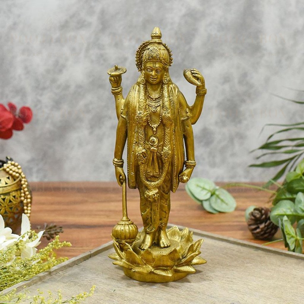 Standing Brass Lord Vishnu Idol/murti Idol