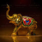 Stone Studded Metal Elephant Showpiece Home Decor