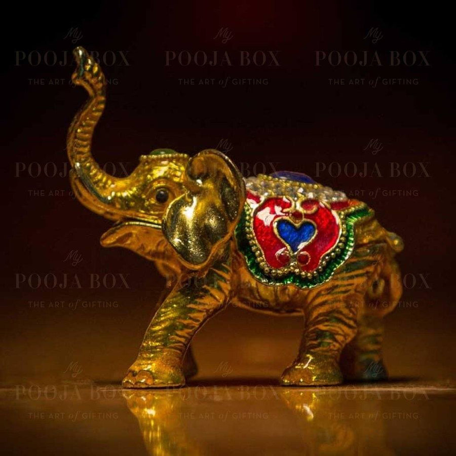 Stone Studded Metal Elephant Showpiece Home Decor