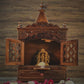 Traditional Wood Pooja Mandir With Doors Temple