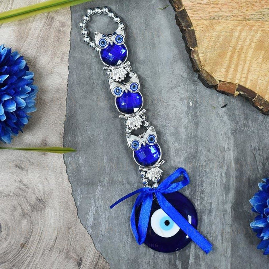 Turkish Evil Eye & Owl Protection Wall Hanging Amulet Feng Shui