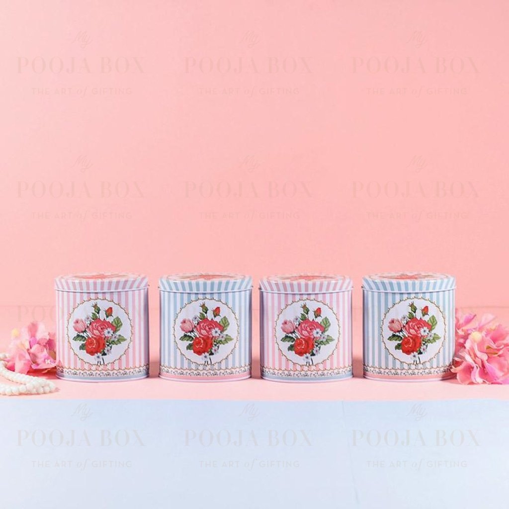Vintage Tin Box Set Of 4 Crockery