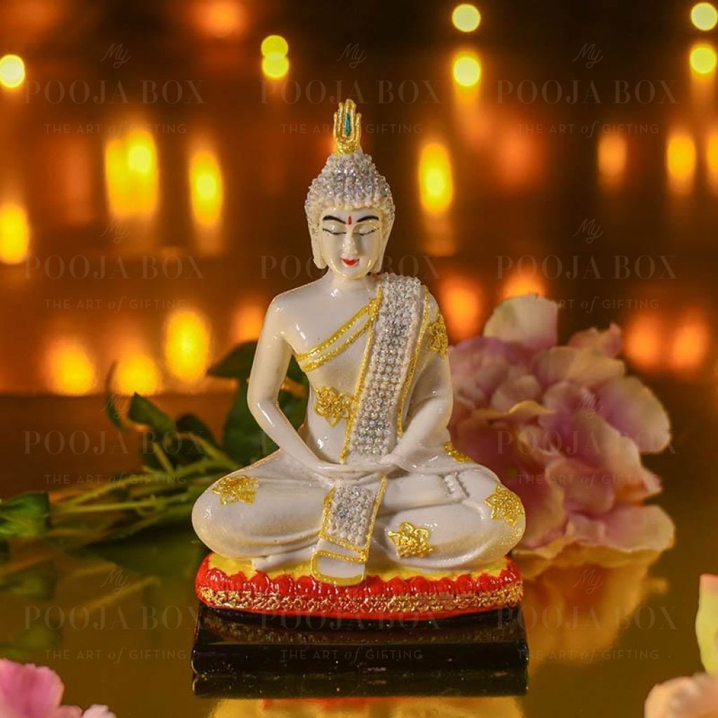 White Marble Dust Buddha Idol