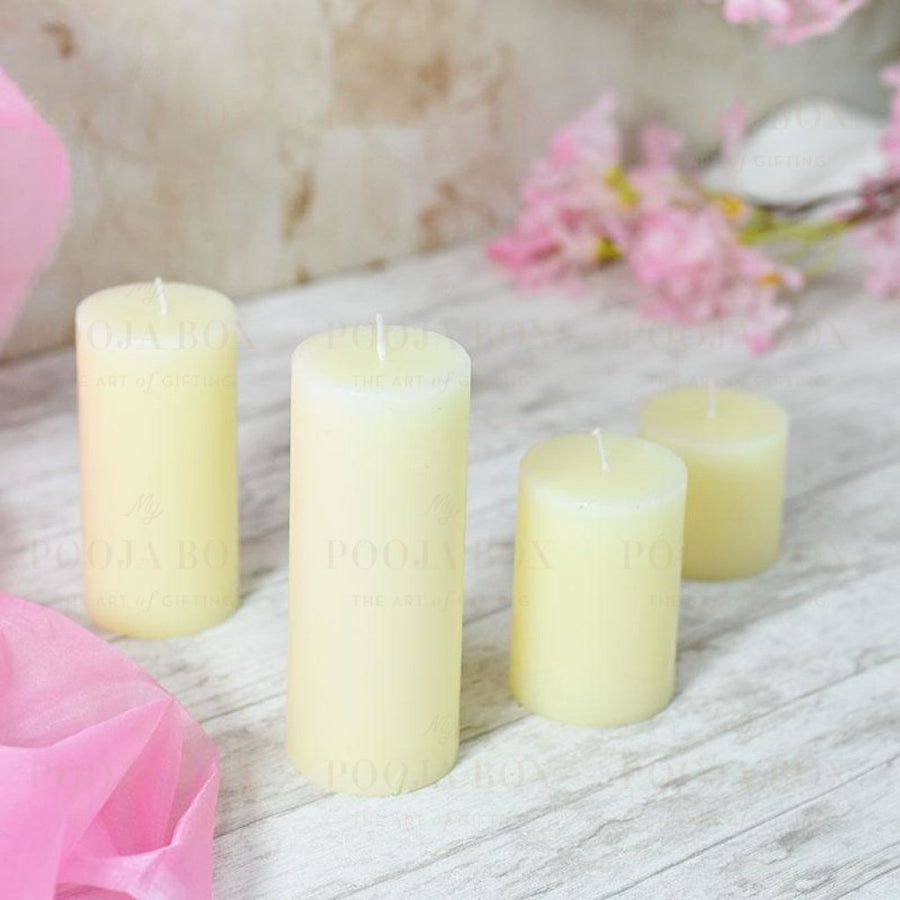 White Pearl Lustre Candle Set Of 4