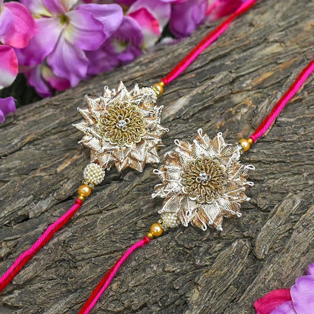 buy set of 2 zardosi gota patti Rakhi online in India
