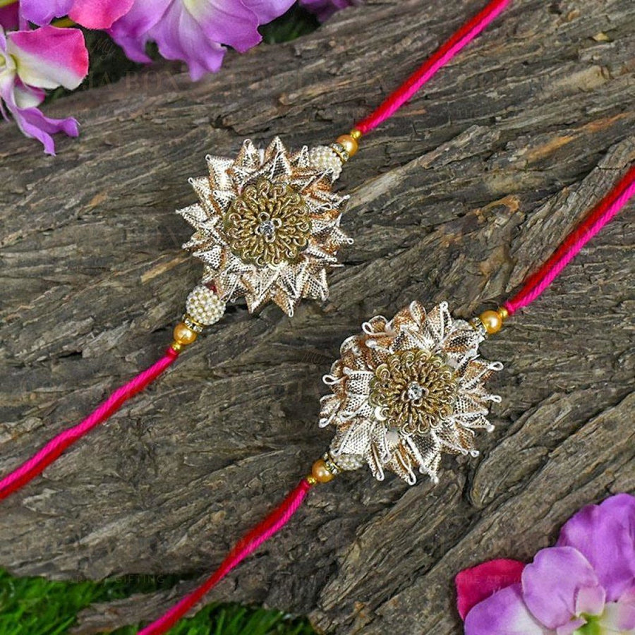 Zardosi Gota Patti Rakhi Set Of 2
